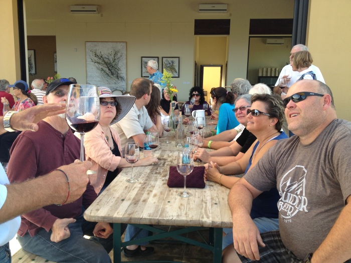 Happy wine drinkers at Las Nubes